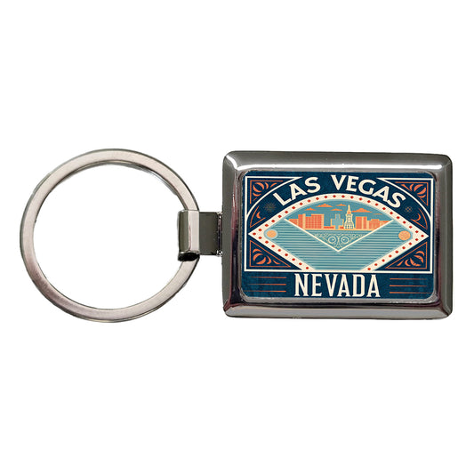 Las Vegas NV Nevada Travel Vacation Stamp Rectangle Metal Keychain