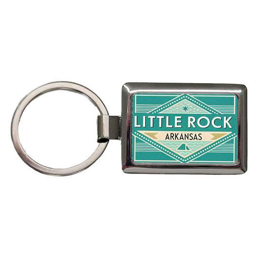 Little Rock AR Arkansas Travel Vacation Stamp Rectangle Metal Keychain