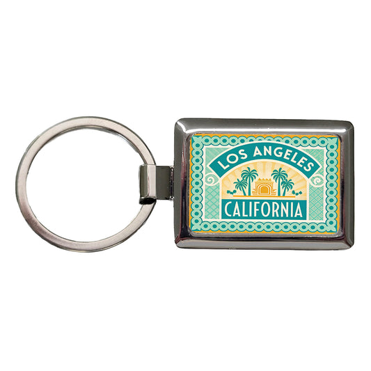 Los Angeles CA California Travel Vacation Stamp Rectangle Metal Keychain