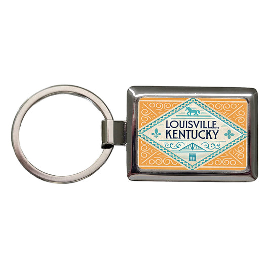 Louisville KY Kentucky Travel Vacation Stamp Rectangle Metal Keychain