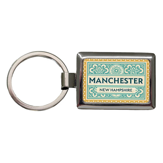 Manchester NH New Hampshire Travel Vacation Stamp Rectangle Metal Keychain