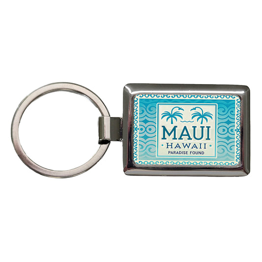 Maui HI Hawaii Travel Vacation Stamp Rectangle Metal Keychain