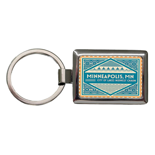 Minneapolis MN Minnesota Travel Vacation Stamp Rectangle Metal Keychain