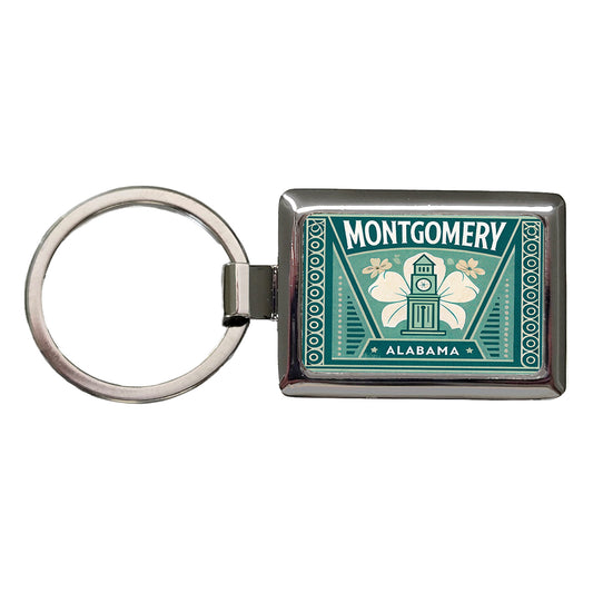 Montgomery Alabama AL Travel Vacation Stamp Rectangle Metal Keychain