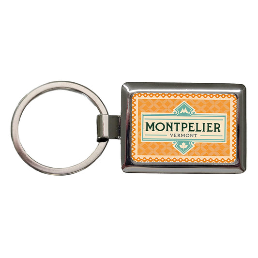Montpelier VT Vermont Travel Vacation Stamp Rectangle Metal Keychain