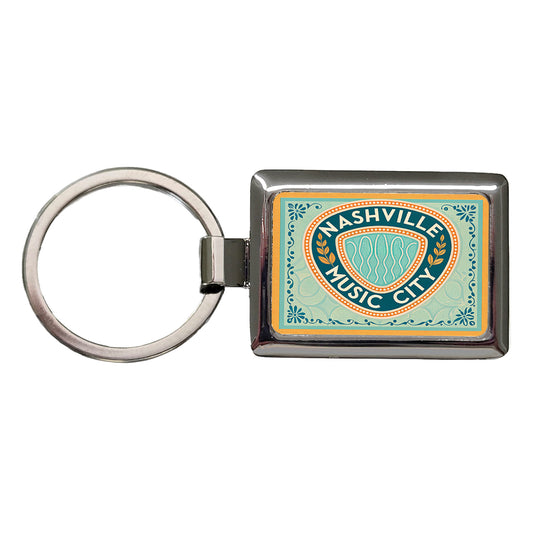 Nashville TN Tennessee Music City Travel Vacation Stamp Rectangle Metal Keychain