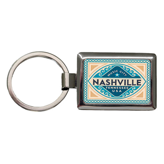 Nashville TN Tennessee Travel Vacation Stamp Rectangle Metal Keychain