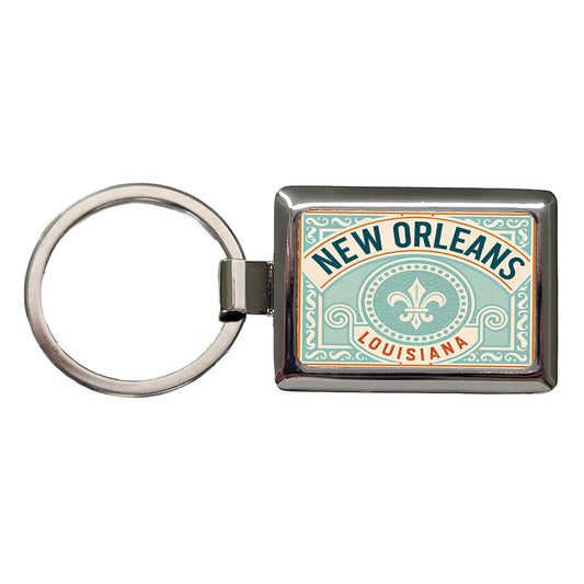 New Orleans LA Louisiana Travel Vacation Stamp Rectangle Metal Keychain
