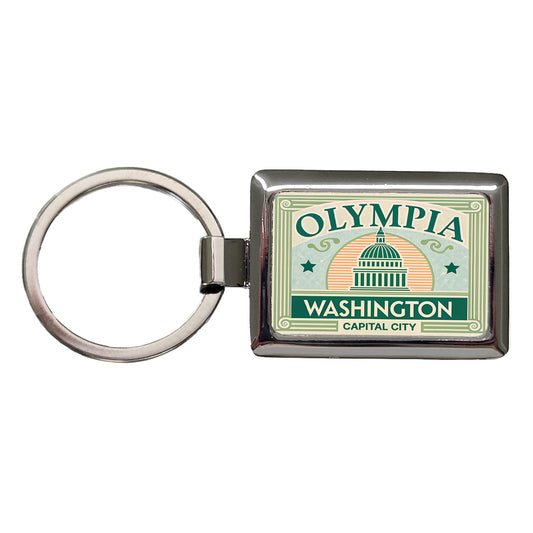 Olympia WA Washington Travel Vacation Stamp Rectangle Metal Keychain