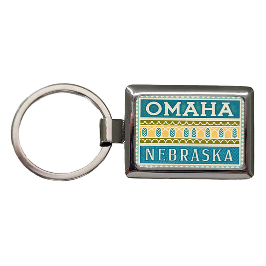Omaha NE Nebraska Travel Vacation Stamp Rectangle Metal Keychain