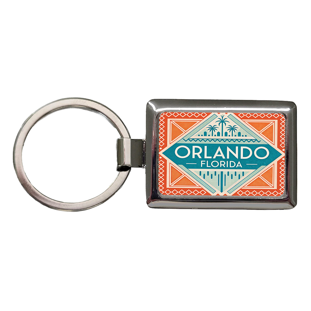 Orlando FL Florida Travel Vacation Stamp Rectangle Metal Keychain