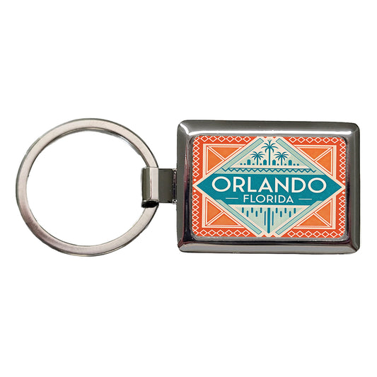 Orlando FL Florida Travel Vacation Stamp Rectangle Metal Keychain