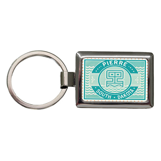 Pierre SD South Dakota Travel Vacation Stamp Rectangle Metal Keychain