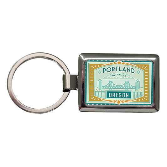 Portland OR Oregon Travel Vacation Stamp Rectangle Metal Keychain