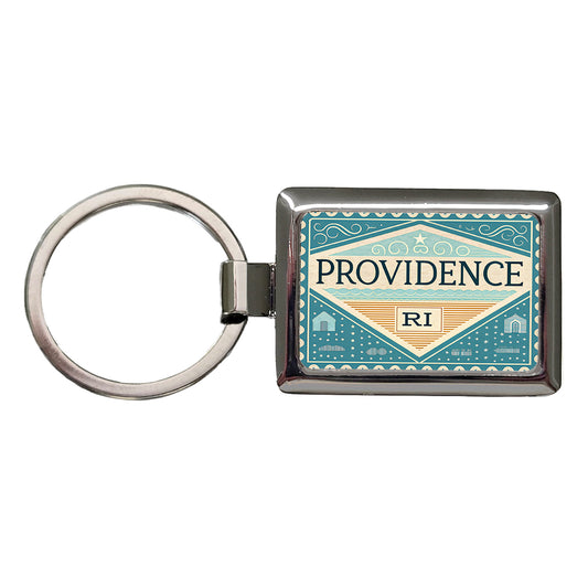 Providence RI Rhode Island Travel Vacation Stamp Rectangle Metal Keychain