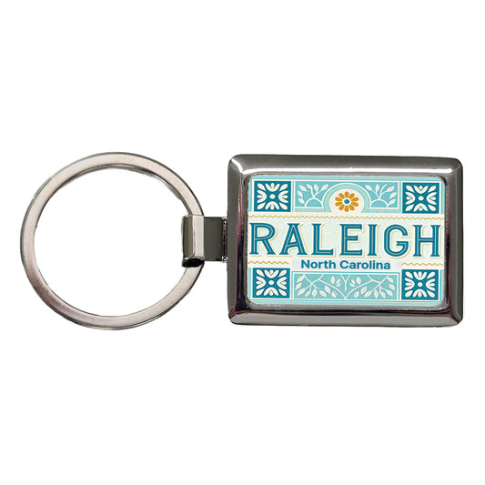 Raleigh NC North Carolina Travel Vacation Stamp Rectangle Metal Keychain