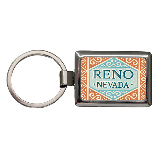 Reno NV Nevada Travel Vacation Stamp Rectangle Metal Keychain