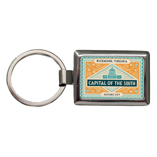 Richmond VA Virginia Travel Vacation Stamp Rectangle Metal Keychain
