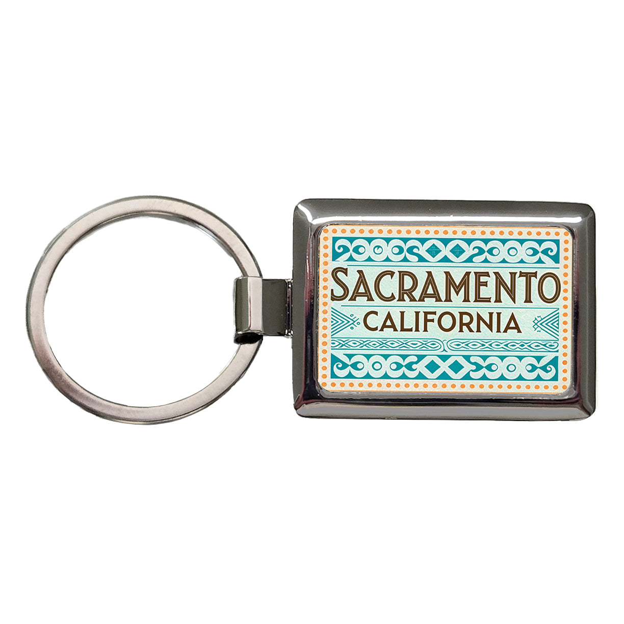 Sacramento CA California Travel Vacation Stamp Rectangle Metal Keychain