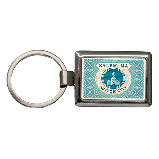 Salem MA Massachusetts Witch Trial City Travel Vacation Stamp Rectangle Metal Keychain