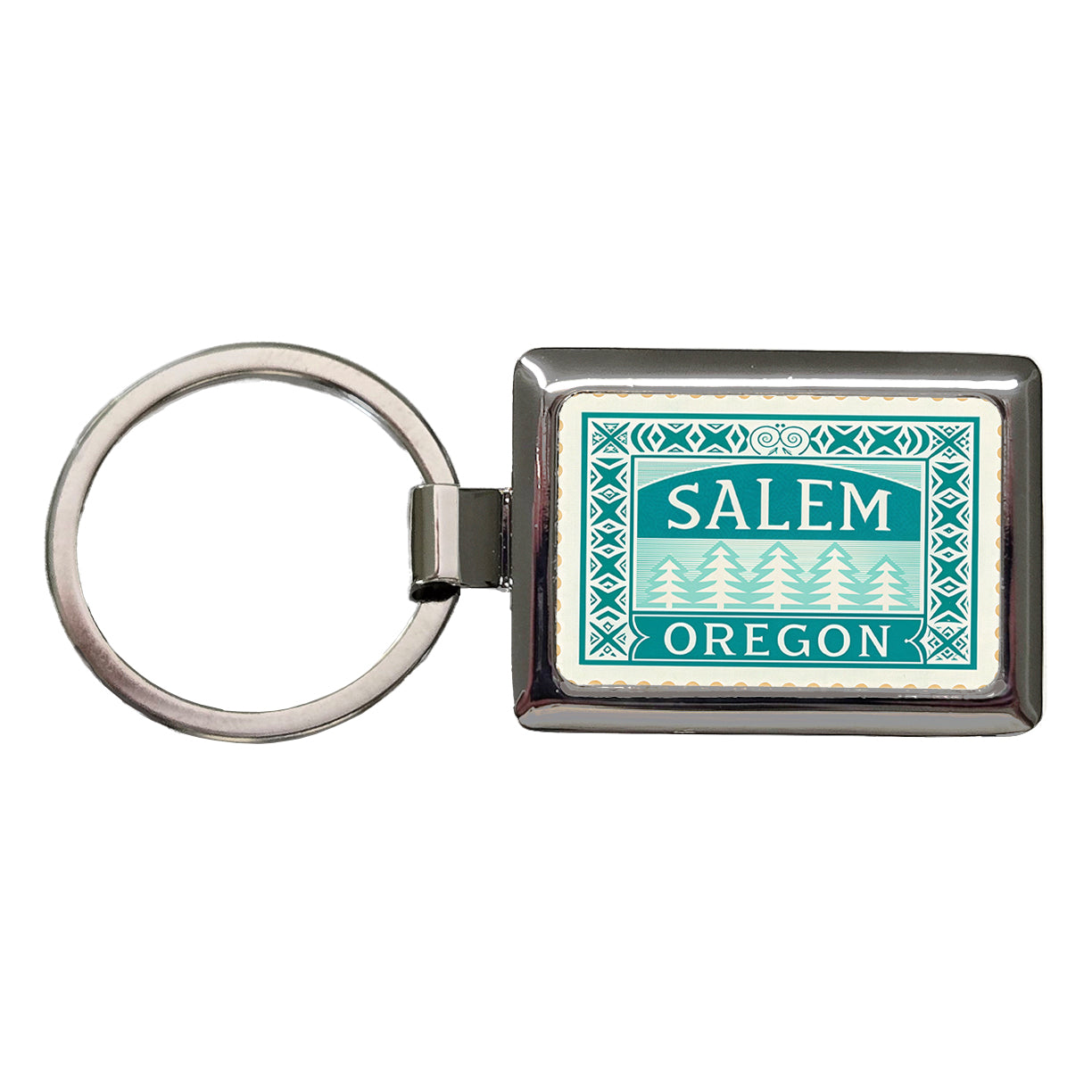 Salem OR Oregon Travel Vacation Stamp Rectangle Metal Keychain