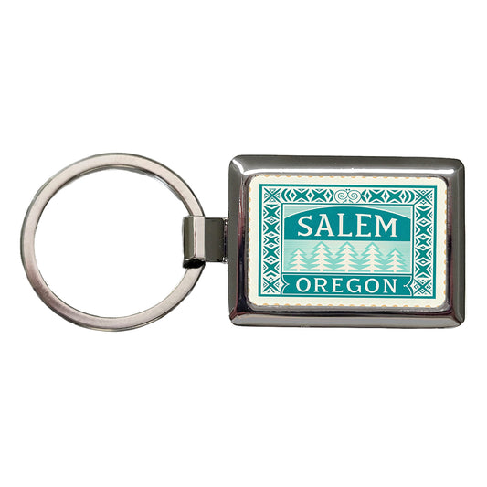 Salem OR Oregon Travel Vacation Stamp Rectangle Metal Keychain
