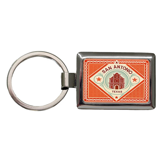 San Antonio TX Texas Alamo Travel Vacation Stamp Rectangle Metal Keychain
