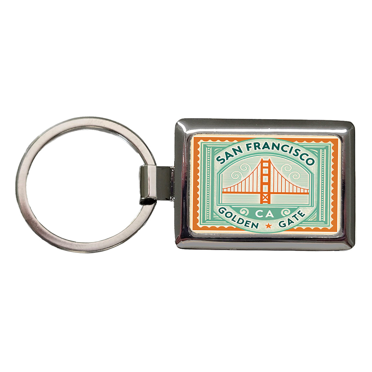San Francisco CA California Golden Gate Bridge Travel Vacation Stamp Rectangle Metal Keychain