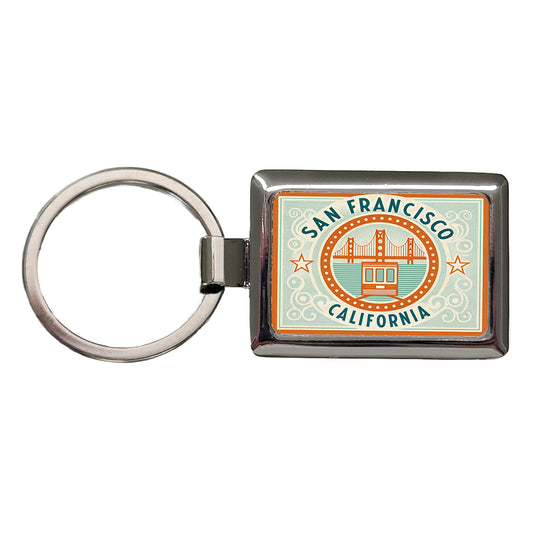 San Francisco CA California Travel Vacation Stamp Rectangle Metal Keychain