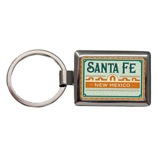 Santa Fe NM New Mexico Travel Vacation Stamp Rectangle Metal Keychain