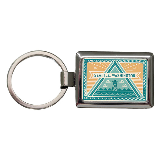 Seattle WA Washington Travel Vacation Stamp Rectangle Metal Keychain