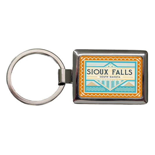 Sioux Falls SD South Dakota Travel Vacation Stamp Rectangle Metal Keychain