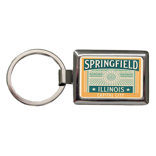 Springfield IL Illinois Travel Vacation Stamp Rectangle Metal Keychain