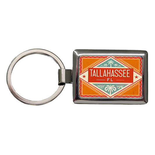 Tallahassee FL Florida Travel Vacation Stamp Rectangle Metal Keychain