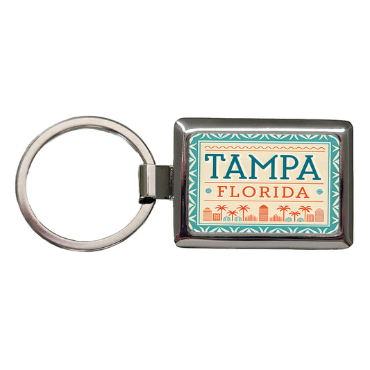Tampa FL Florida Travel Vacation Stamp Rectangle Metal Keychain