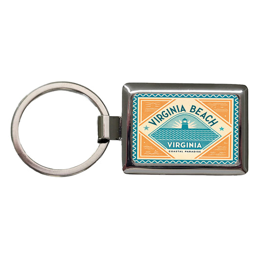 Virginia Beach VA Travel Vacation Stamp Rectangle Metal Keychain