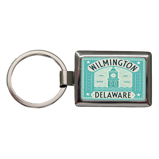 Wilmington DE Delaware Travel Vacation Stamp Rectangle Metal Keychain