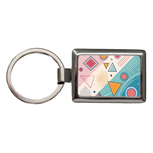 Abstract Geometric Shapes Colorful Rectangle Metal Keychain