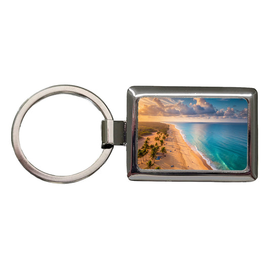 Aerial Beach Ocean View Island Vacation Rectangle Metal Keychain