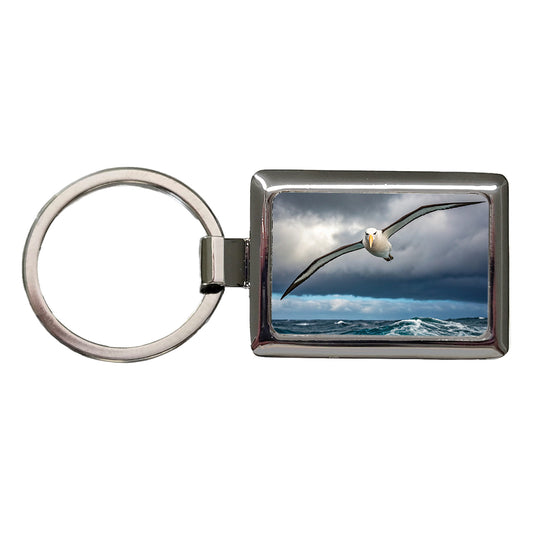 Albatross Bird Flying Over Ocean Photo Rectangle Metal Keychain