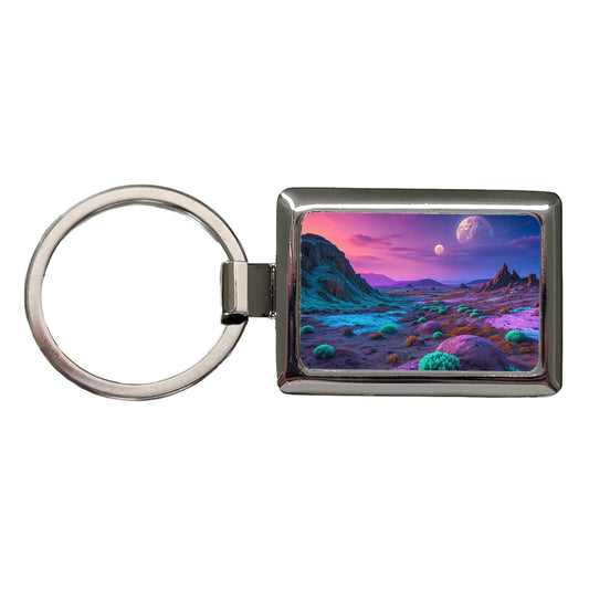 Alien Planet Surface Beautiful Rectangle Metal Keychain
