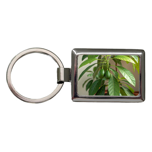Avocados On Plant Rectangle Metal Keychain