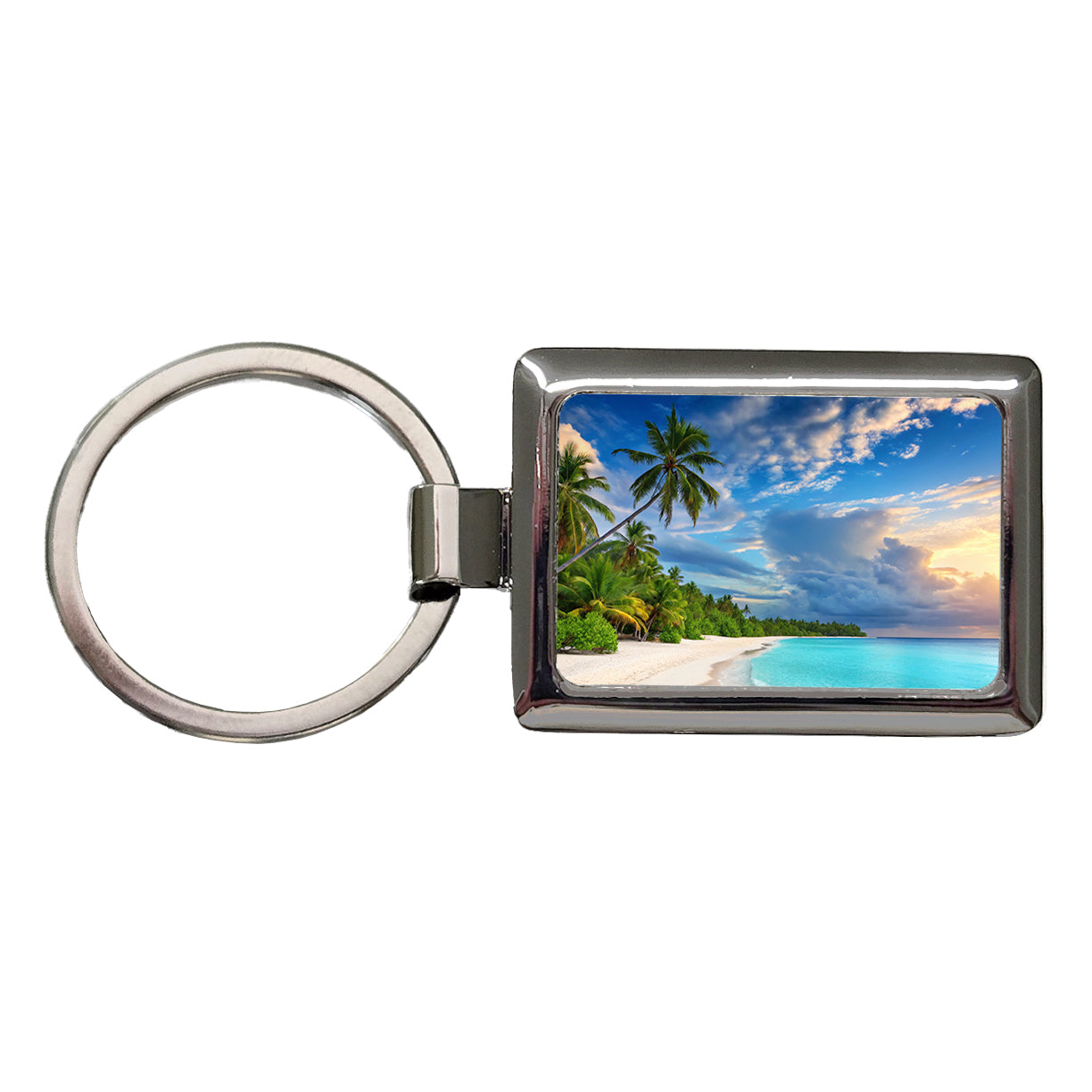 Bali Indonesia Beach Ocean Palm Trees Rectangle Metal Keychain