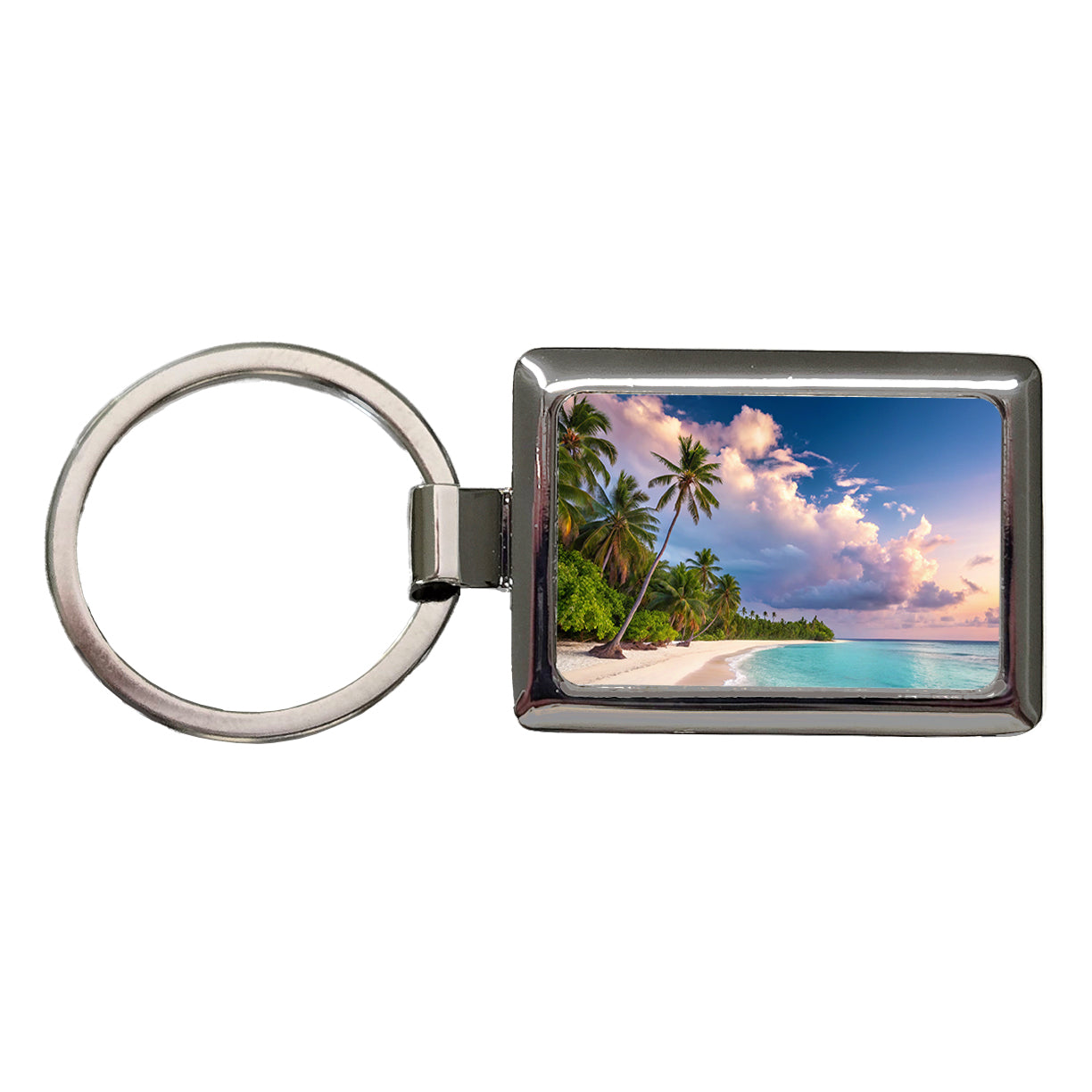 Bali Indonesia Beach Sand Ocean Rectangle Metal Keychain