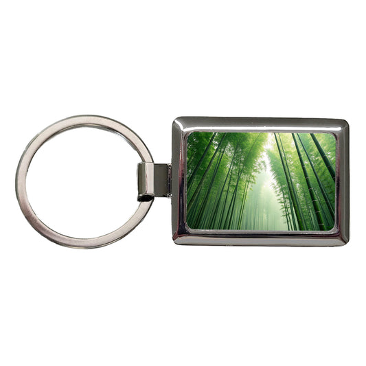 Bamboo Grove Forest Beautiful Rectangle Metal Keychain