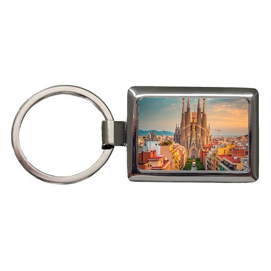 Barcelona Spain Beautiful Rectangle Metal Keychain