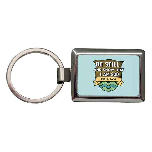 Be Still And Know That I Am God Psalm Bible Verse Rectangle Metal Keychain
