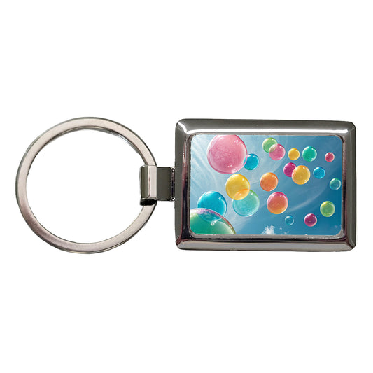Candy Color Bubbles Blue Sky Rectangle Metal Keychain