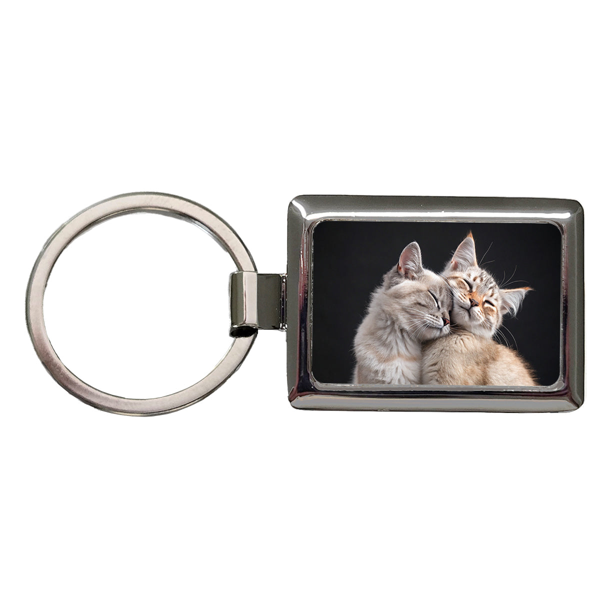Cats Nuzzle Love Cute Rectangle Metal Keychain