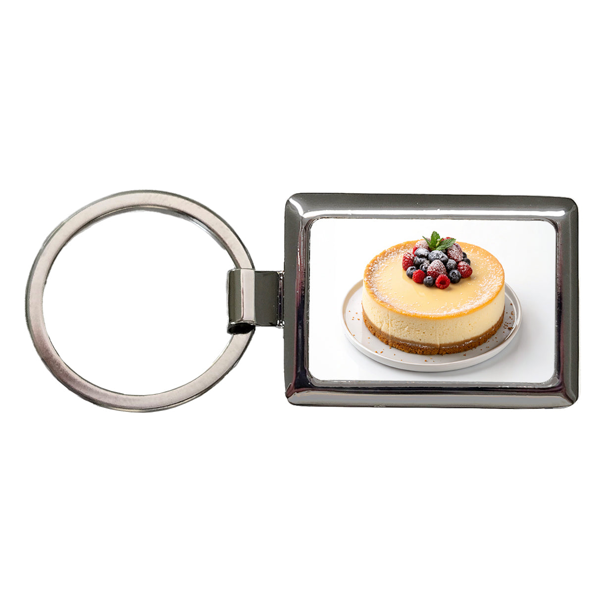 Cheesecake Berries Rectangle Metal Keychain